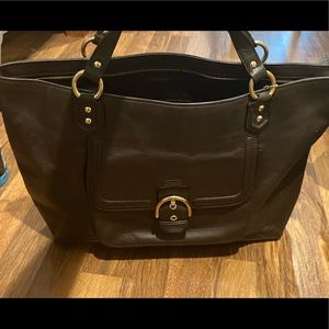 Authentic Deep brown leather Coach bag in VGUC